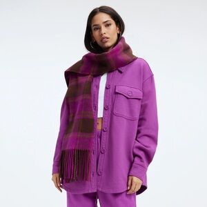 NWOT Good American Fleece Shirt Jacket Shacket Power Purple Womens 1/2 Size S M